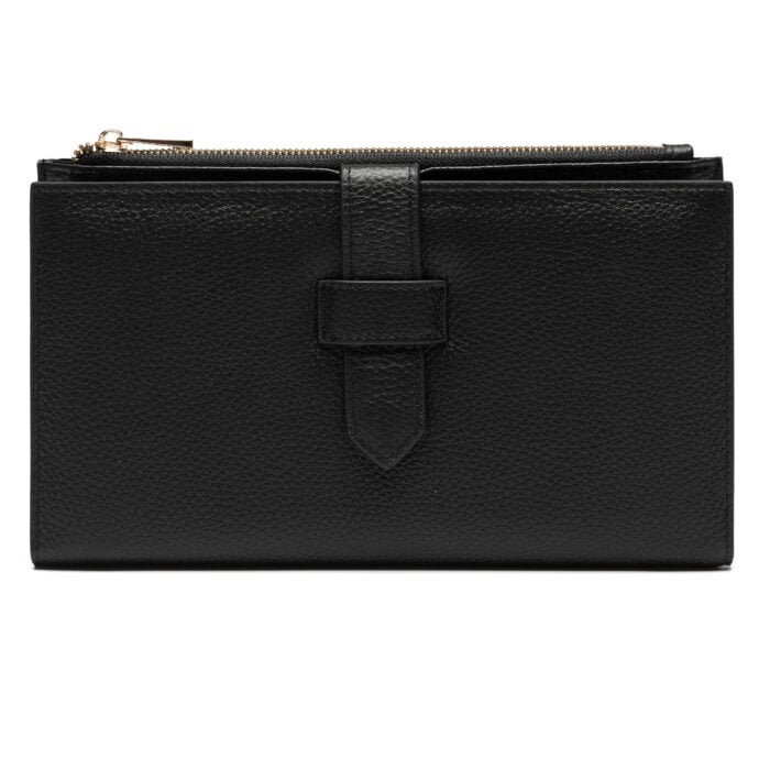 Leather Travel Wallet- Black