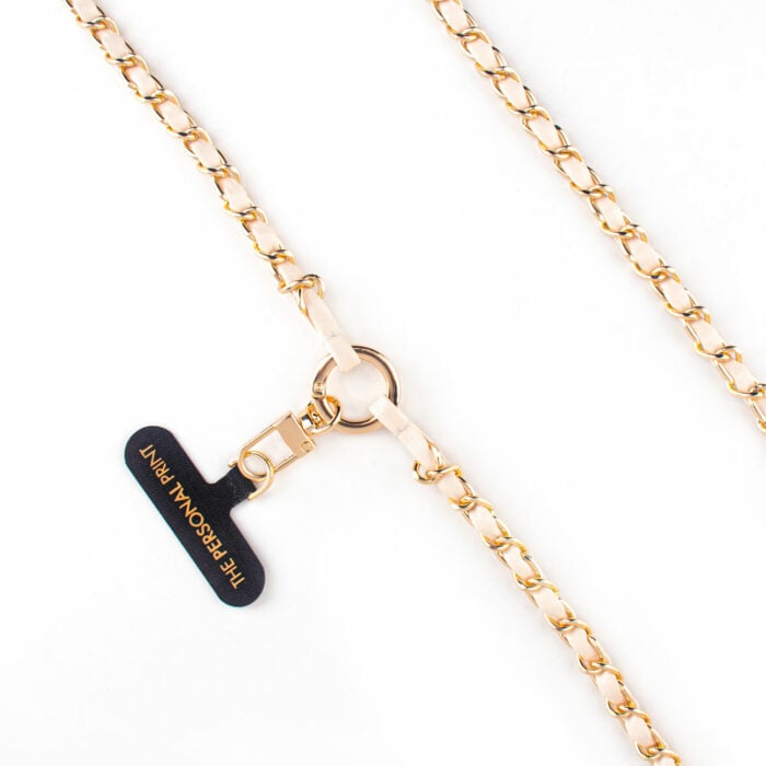 Universal Wrist Phone Strap- Leather Biege/Gold