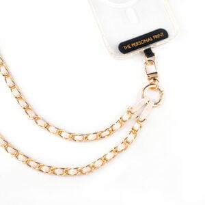 Universal Cross Body Phone Strap- Leather Biege/Gold