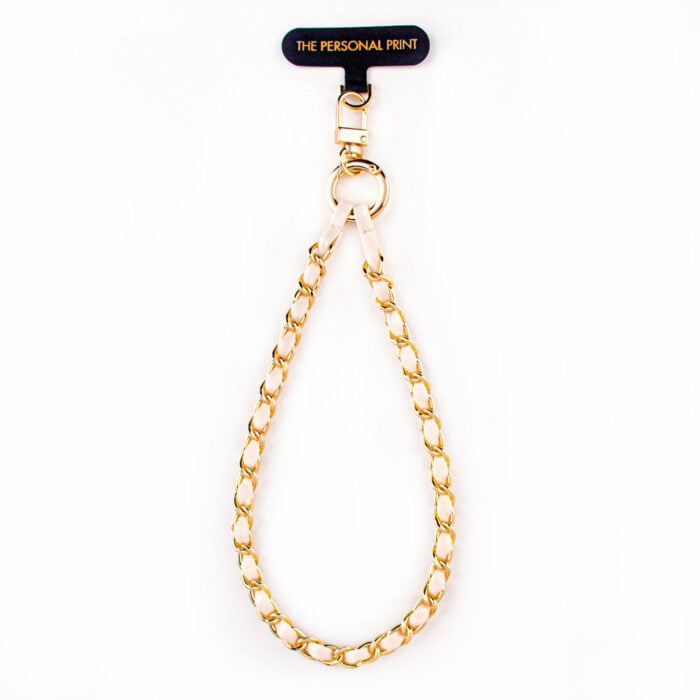 Universal Wrist Phone Strap- Leather Biege/Gold