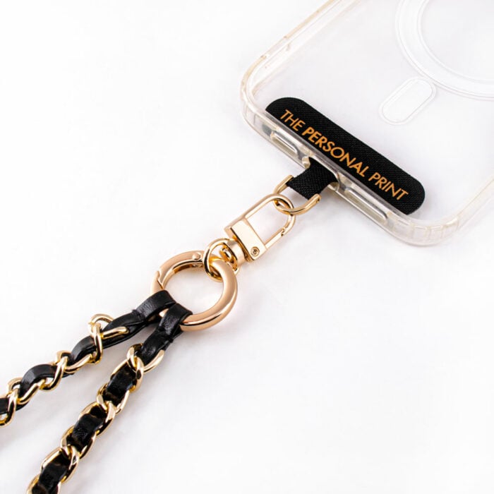 Universal Wrist Phone Strap- Leather Black/Gold