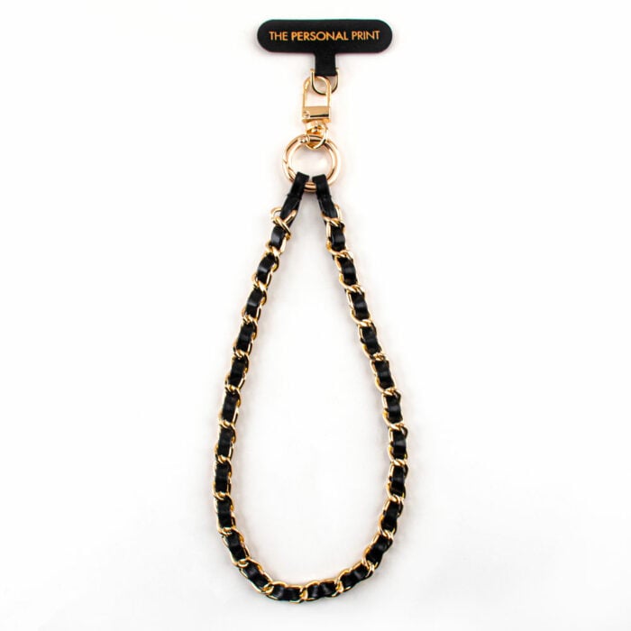 Universal Wrist Phone Strap- Leather Black/Gold