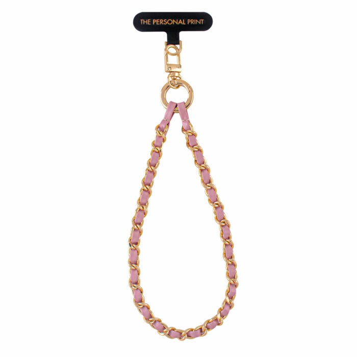 Universal Wrist Phone Strap- Leather Pink/Gold