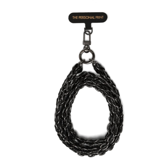 Universal Cross Body Phone Strap Twisted Leather- Black