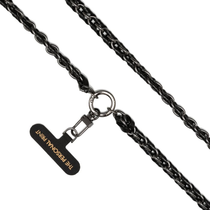 Universal Cross Body Phone Strap Twisted Leather- Black