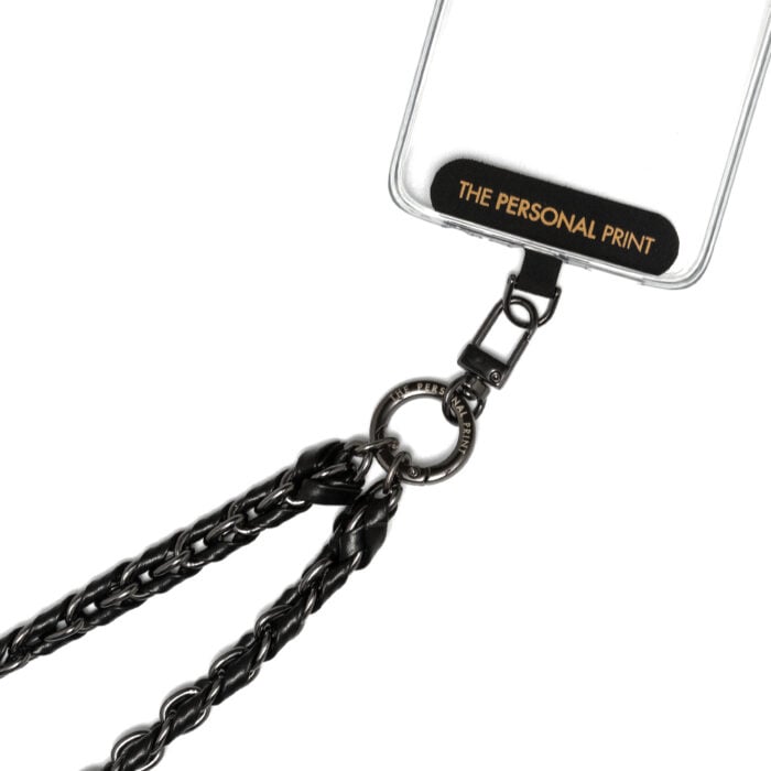 Universal Cross Body Phone Strap Twisted Leather- Black