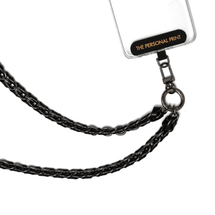 Universal Cross Body Phone Strap Twisted Leather- Black