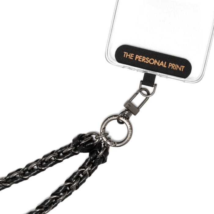 Universal Cross Body Phone Strap Twisted Leather- Black