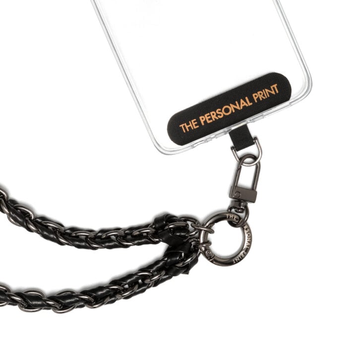 Universal Cross Body Phone Strap Twisted Leather- Black